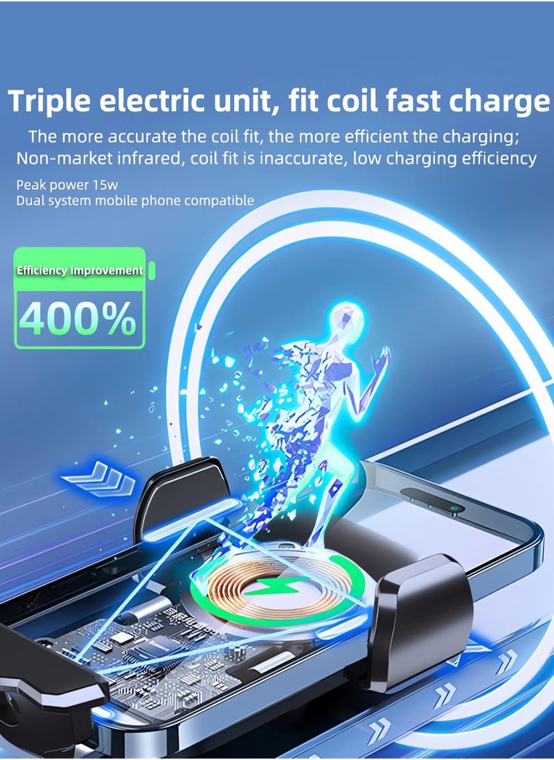 SYOSI - Wireless Car Charger, 15W Fast Charging Automatic Coil Alignment Car Charger Phone Mount Phone Holder, Car Vent Dashboard Mobile Phone Holder for iPhone 15-11 Pro Max for Samsung Galaxy S23 etc - Image 1