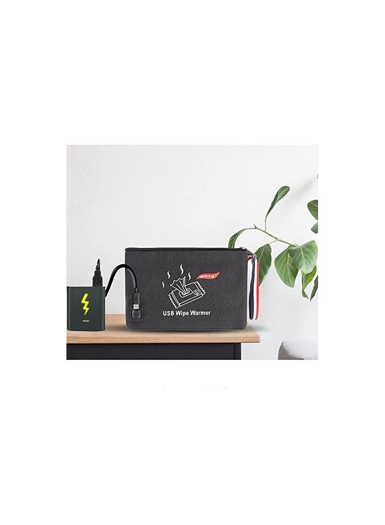 كابتن تيك USB Portable Baby Wipe Warmer Bag, 5V Travel-Friendly Infant Wet Wipes Heater, Ideal Temperature for Baby's Skin, Perfect for Outdoor and Indoor Use (1 Pack) - Image 5