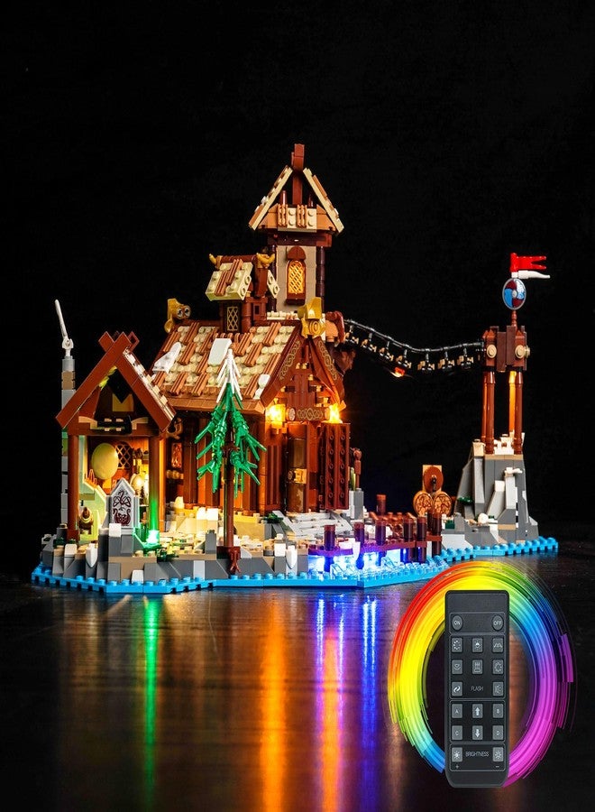 VONADO LED Light Kit Compatible with Lego Viking Village 21343, Remote Control Creative Lighting Set Accessories Compatible with Lego 21343 Building Set (Lights Only, No Models) - Image 1