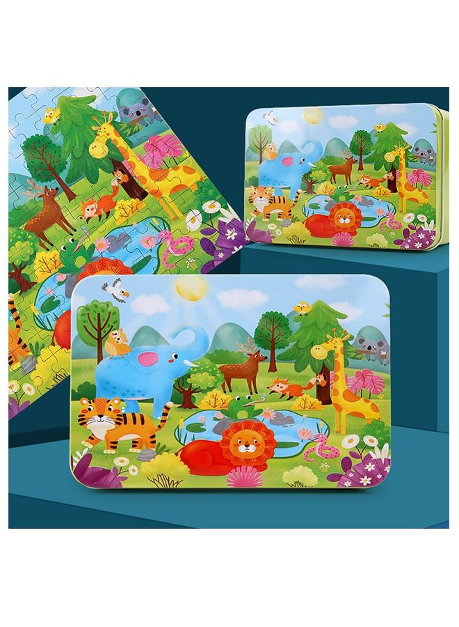 2 صندوق من 200 قطعة صندوق حديدي أحجية خشبية للأطفال التعليمية للتعليم المبكر ألعاب مكعبات البناء 13.5x9.5x5cm - Image 2