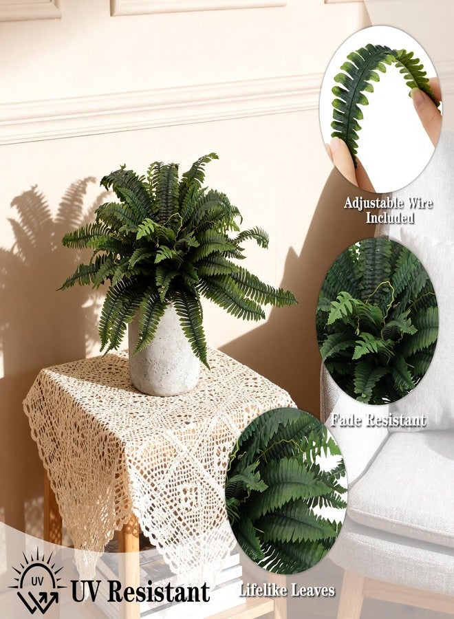 Coreland 35" Artificial Boston Ferns Outdoor, 2 Pack Large Fake Fern Plants with 60 Fronds Each, UV Resistant Faux Fern Bushes for Porch Planters Patio Garden Front Door Home Decor - Image 3