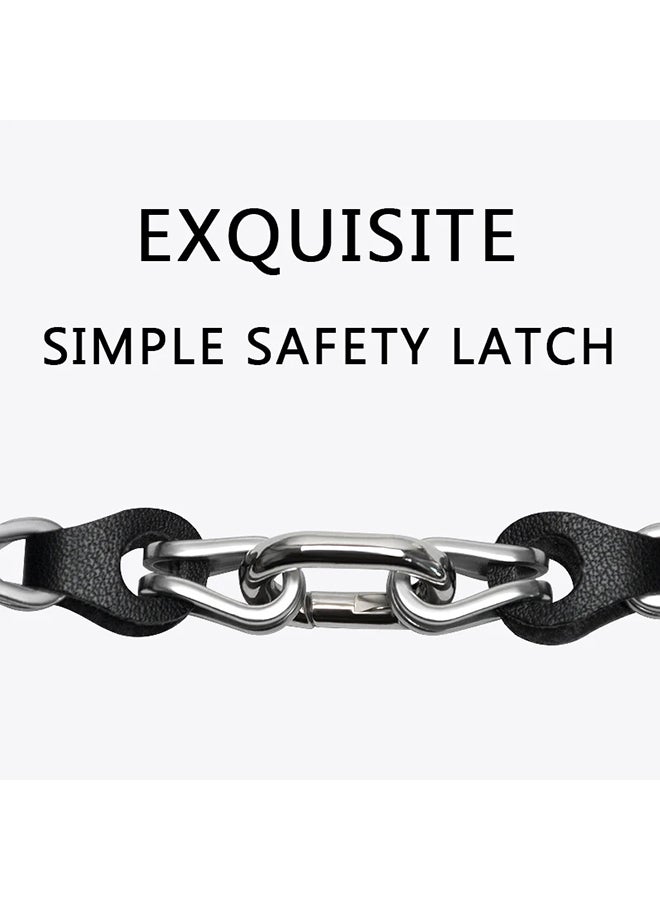 O Ozone Bands Compatible with Xiaomi Smart Band 8 Strap, Stainless Steel Leather Ring Chain Belt Replacement Watch Band for Women -Black  - Image 3