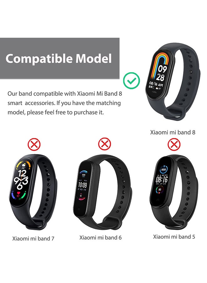 O Ozone Bands Compatible with Xiaomi Smart Band 8 Strap, Stainless Steel Leather Ring Chain Belt Replacement Watch Band for Women -Black  - Image 2