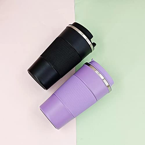Wosta Travel Mug, Insulated Coffee Cup with Leakproof Lid,Vacuum Insulation Stainless Steel Reusable for Hot Cold Coffee, Non-Slip Protective Cover, (Black, 380 Ml & Cleaning Brush) - Image 5