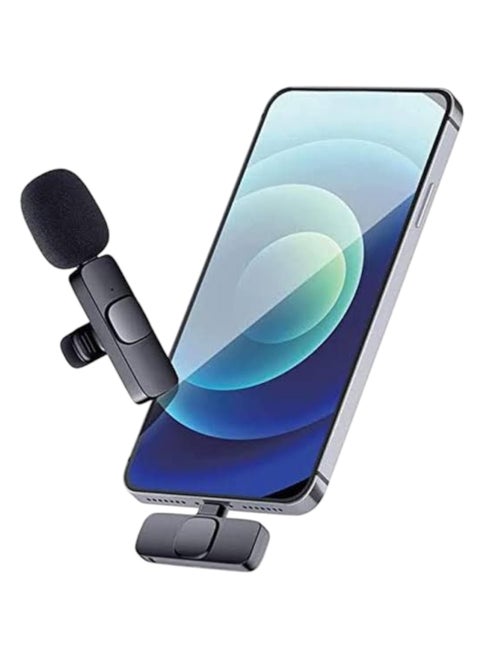K8 Wireless Microphone, Mini Portable Digital Recording Microphone with Receiver for All Type-C Cell Phones - Black
