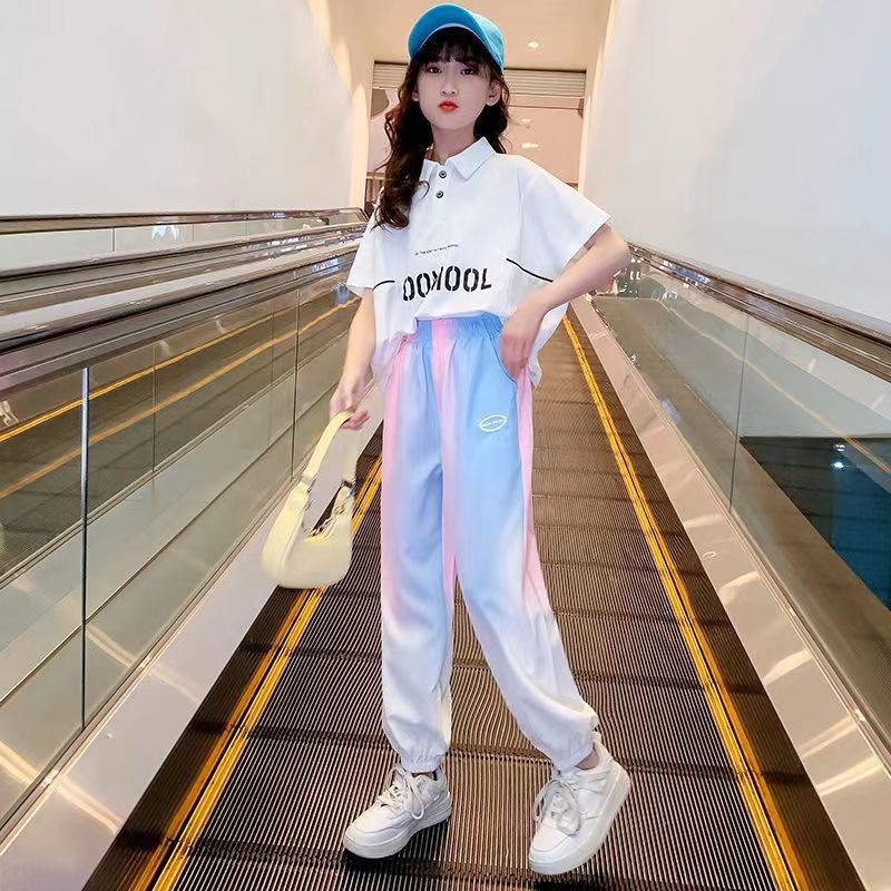 In-Stock Girls' Pants Summer Loose Casual Jogger Pants Breathable Quick-Dry Sports Pants Outerwear Girls' Wide-Leg Pants Thin Style - Image 1
