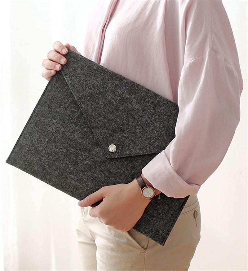 GREENSHEEP Felt Document Folders - Portable File Holder Document Organizer with Button Closure for Office, School, Stationery, Pack of 2 (Grey and Dark Grey) - Image 4