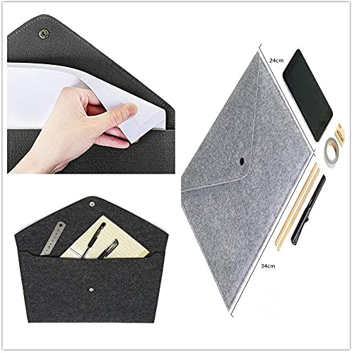 GREENSHEEP Felt Document Folders - Portable File Holder Document Organizer with Button Closure for Office, School, Stationery, Pack of 2 (Grey and Dark Grey) - Image 2