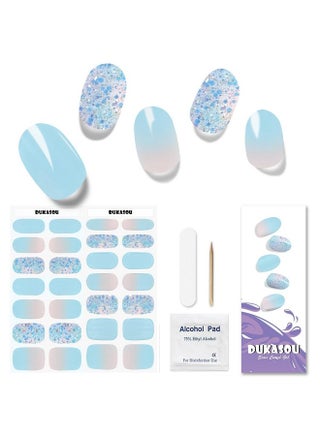 Semi Cured Gel Nail Strips 28 Pcs Gel Nail Strips Work With Any Uv Lamp Long Lasting Gel Nail Stickers Full Nail Wraps Salon Quality Easy To Apply（Summer Blue) - pzsku/Z5500632ADC54A6159097Z/45/_/1721023700/71dee6d7-530b-4abf-a7be-aaf46786270f