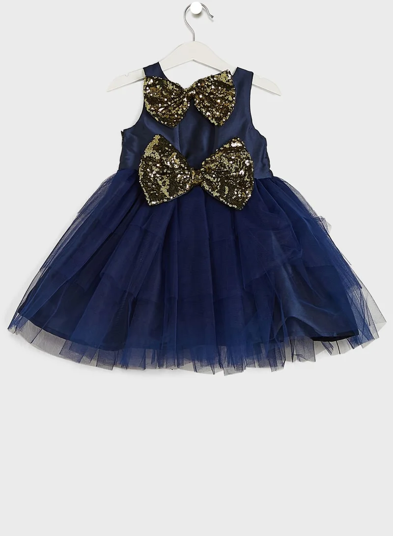 Pinata Girls Evening Wear Layered Dress With Bow Detailing On Waist