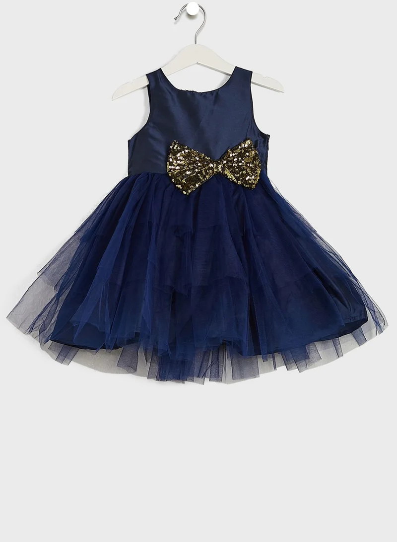 Pinata Girls Evening Wear Layered Dress With Bow Detailing On Waist