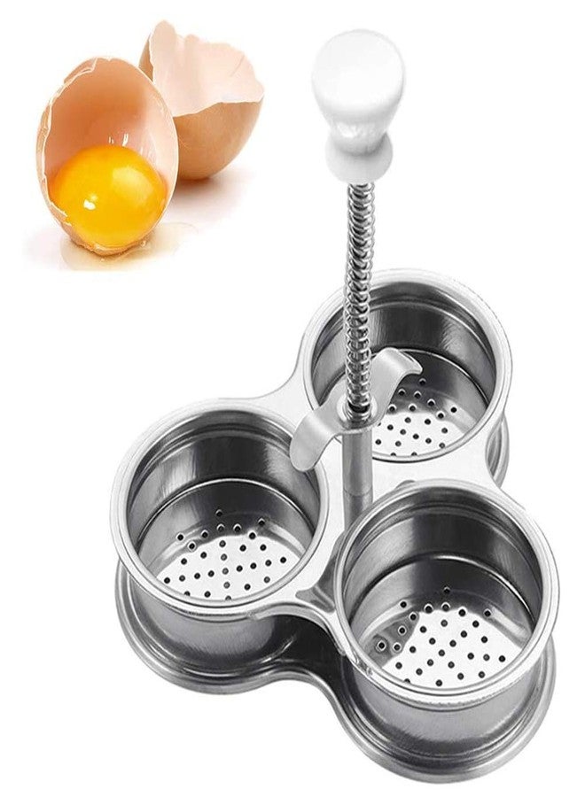 Zerodis Egg, Stainless Steel Nonstick Poached Egg Maker Egg Boiler Cup Egg Cooker Gift to Father Mother Friends (Silver) - Image 1
