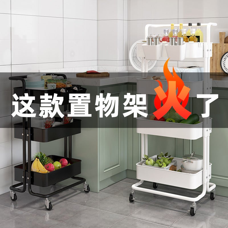 Cabinet Storage Kitchen Wardrobe Multi-Layer Storage Rack Floor-Standing Movable Trolley Bathroom Storage Rack - Image 4