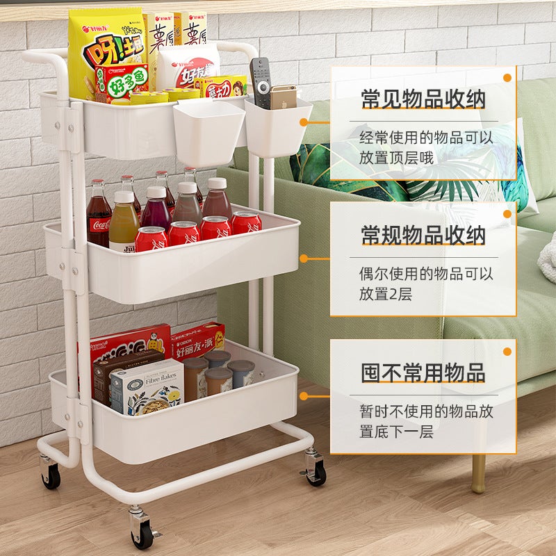 Cabinet Storage Kitchen Wardrobe Multi-Layer Storage Rack Floor-Standing Movable Trolley Bathroom Storage Rack - Image 5