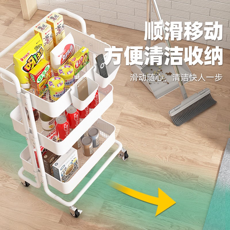 Cabinet Storage Kitchen Wardrobe Multi-Layer Storage Rack Floor-Standing Movable Trolley Bathroom Storage Rack - Image 3