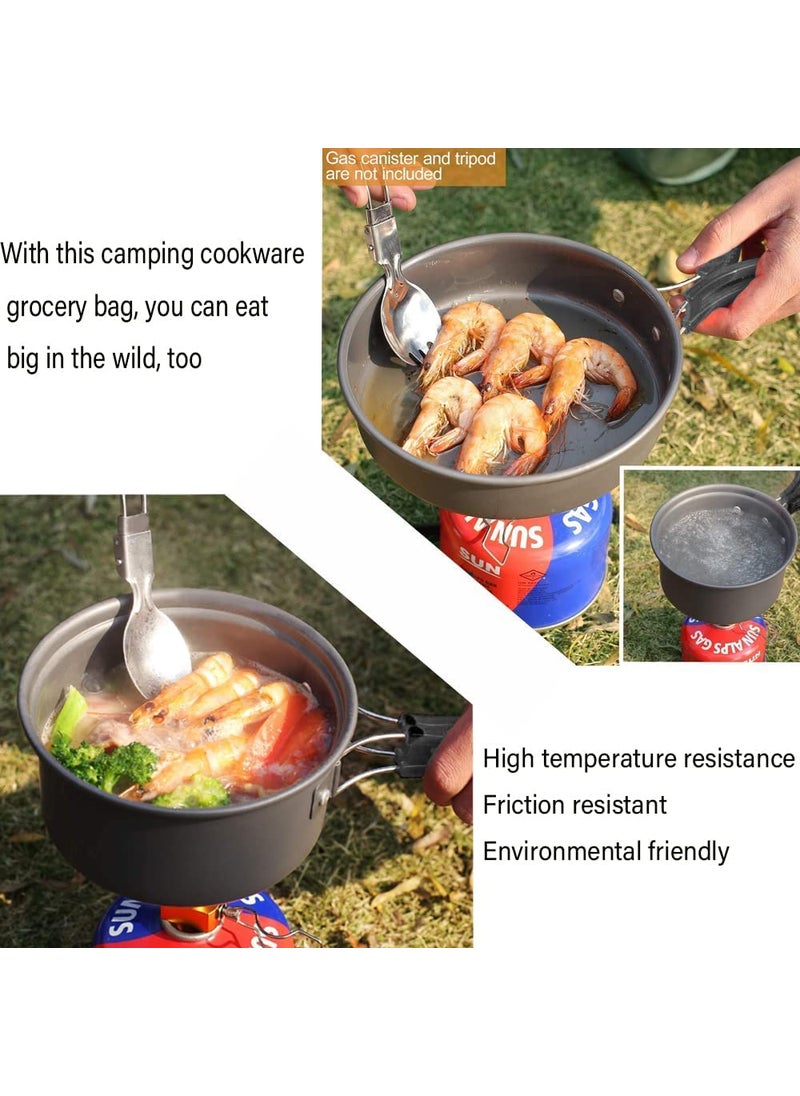 NILKANTH - NILKANTH® Camping Cookware Outdoor Mess Kit Aluminum Lightweight Folding Camping Pot Backpacking Cooking Set Picnic Pots and Pans (Black) - Image 1