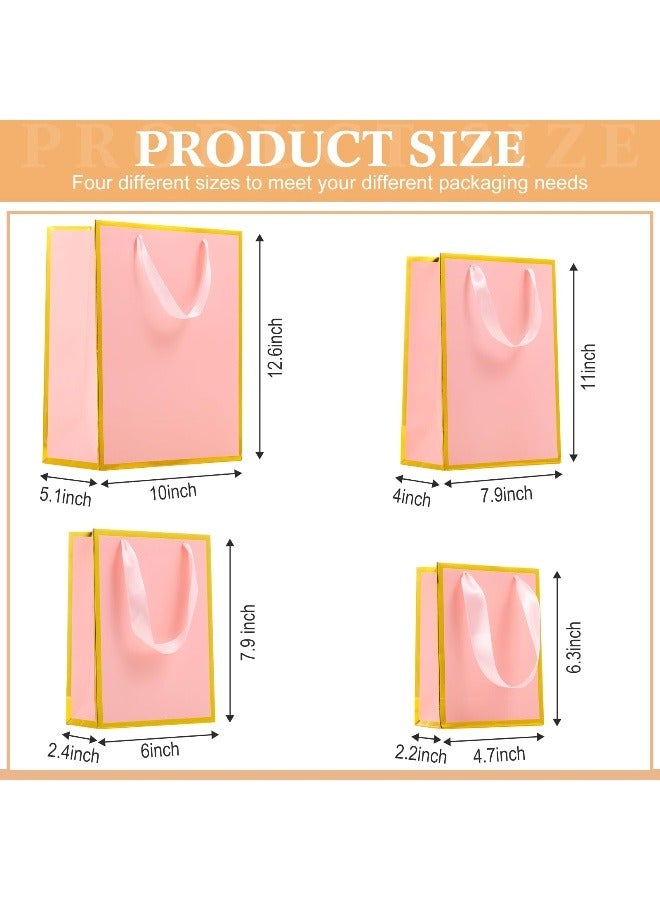 20 Pack Pink Gift Bags Kraft Paper Bag 4 Sizes Goodie with Handles Gift Wrap Dessert Shopping Bags for Business Party Favors - Image 2