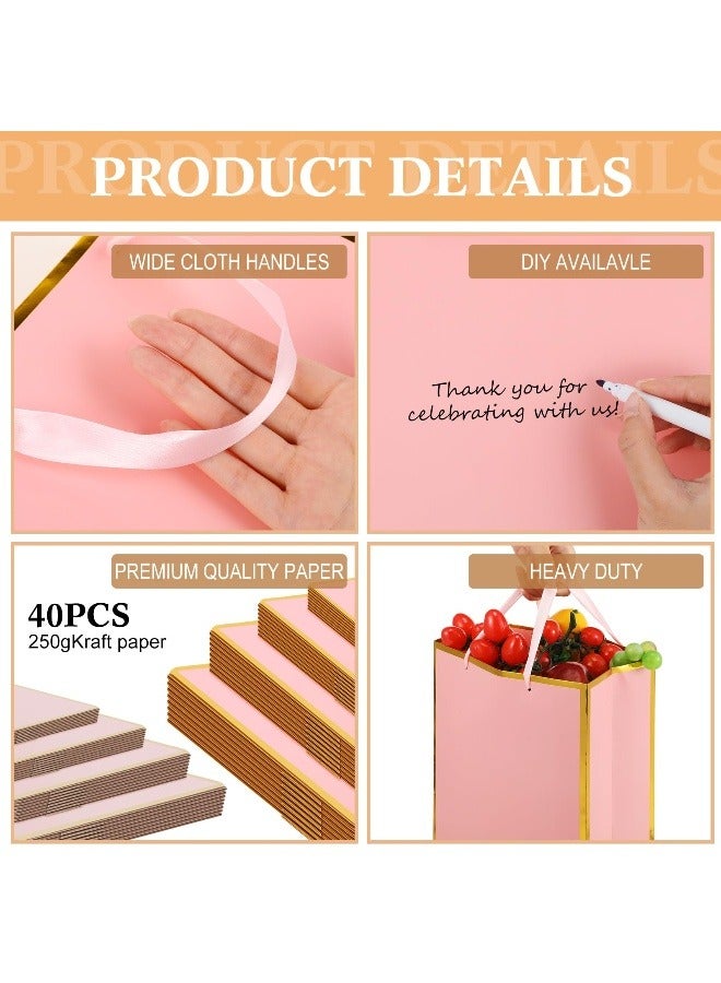 20 Pack Pink Gift Bags Kraft Paper Bag 4 Sizes Goodie with Handles Gift Wrap Dessert Shopping Bags for Business Party Favors - Image 3