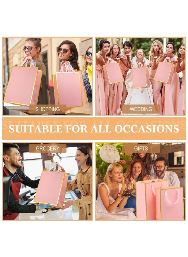20 Pack Pink Gift Bags Kraft Paper Bag 4 Sizes Goodie with Handles Gift Wrap Dessert Shopping Bags for Business Party Favors - Image 4