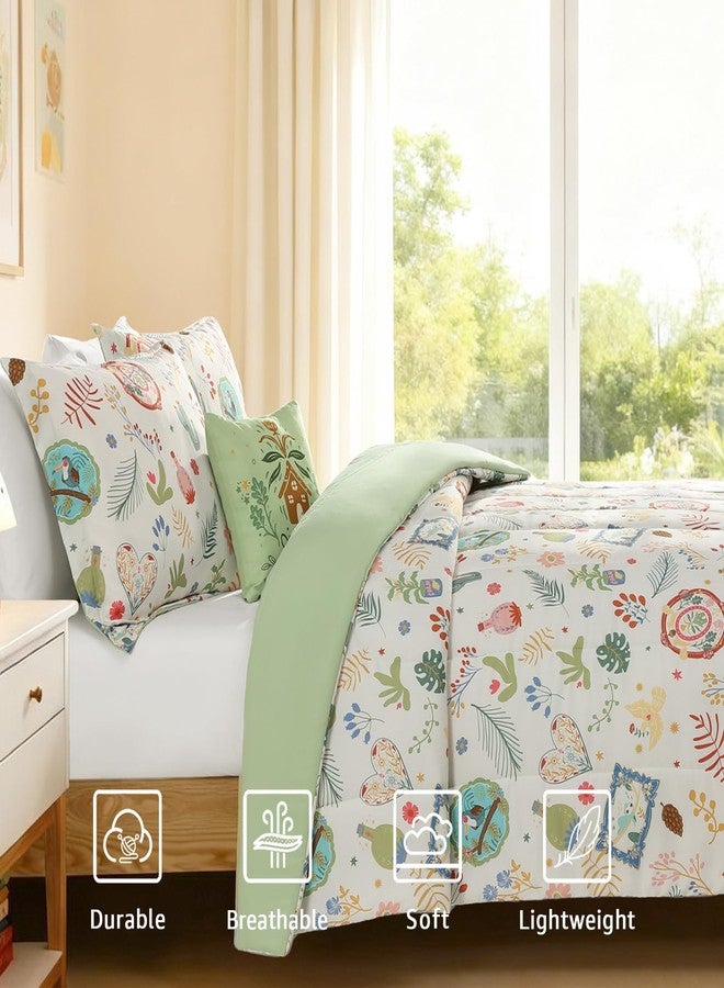 طقم لحاف مزدوج للبنات بتصميم غزال غمازة - 3 قطع، طقم مفروشات مزدوج للأطفال بتصميم أصدقاء الغابة، لحاف واحد، غطاء وسادة واحد، ووسادة زينة واحدة - Image 3