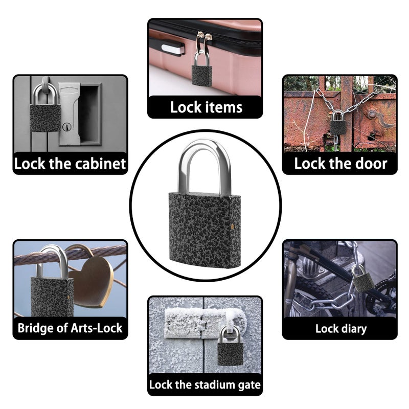 XFJSAK 2 Pack Small Padlock with 3Keys (keyed Alike)ï¼ŒLocker Lock 30mm, Lock with Key Padlock for Sheds, Storage Unit School Gym Locker, Toolbox, Gym Locker Padlocks, Keyed Padlocks(Black) - Image 5
