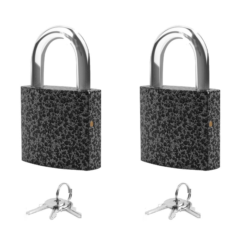 XFJSAK 2 Pack Small Padlock with 3Keys (keyed Alike)ï¼ŒLocker Lock 30mm, Lock with Key Padlock for Sheds, Storage Unit School Gym Locker, Toolbox, Gym Locker Padlocks, Keyed Padlocks(Black) - Image 1