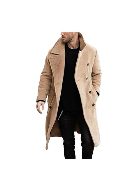 Squality Winter Long Coat Men Khaki