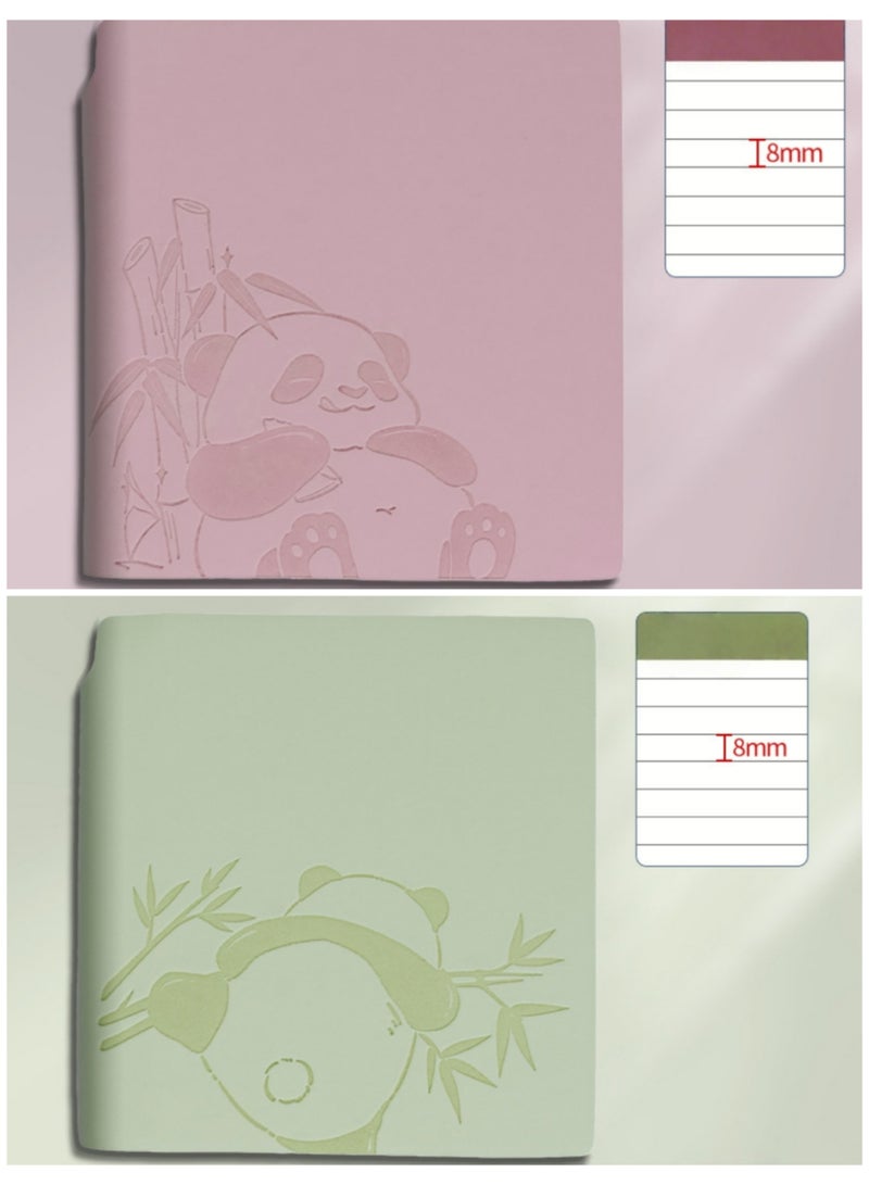 2pcs Panda Pocket Notebook with Pen – 10.5 × 10 cm Mini Notebook Set in Pink & Green - Image 1