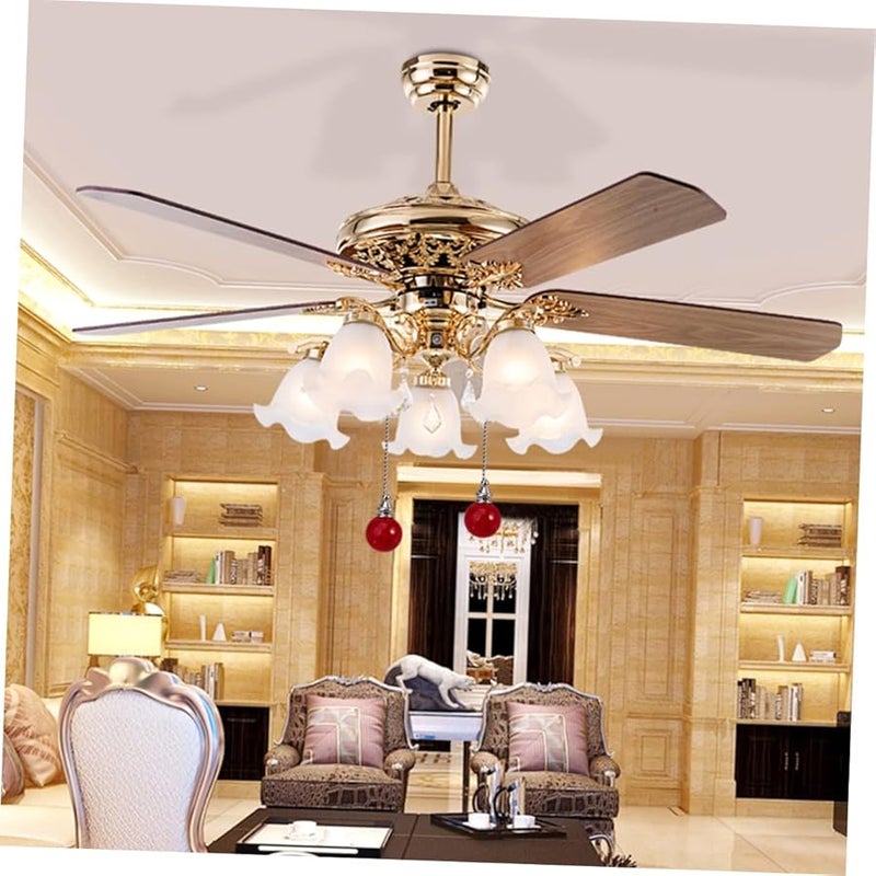 قلادة كرة حبوب مكسورة من Red Jojofuny سلسلة مروحة سحب زخرفة مصباح لأضواء السقف - Image 4