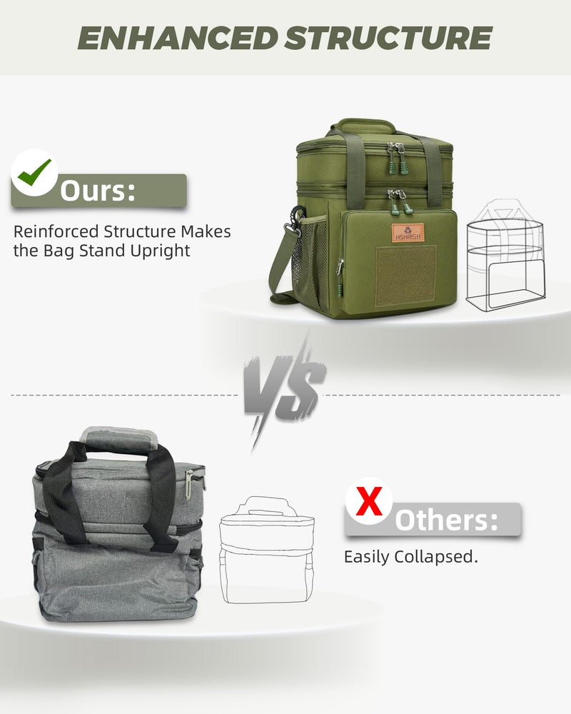 HSHRISH Tactical Lunch Box, Large Expandable Insulated Lunch Bag, Durable Leakproof Cooler Bag for Men/Women/Adults/Work Office Outdoor Picnic Trip,15 L, Army Green, HSHRISH - Image 4
