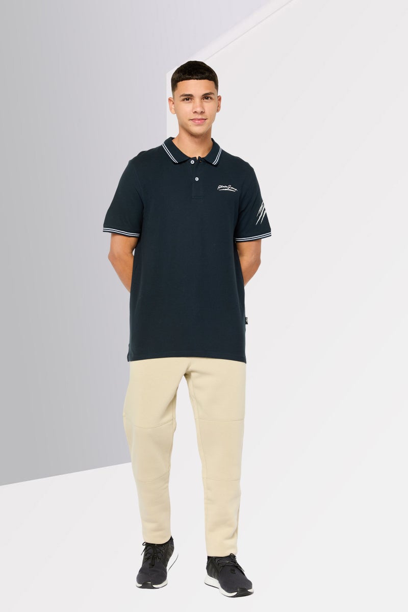 PHILIPP PLEIN Plein Sport Men Sportswear Fit Short Sleeves Outdoor Polo Shirt, Navy - Image 2