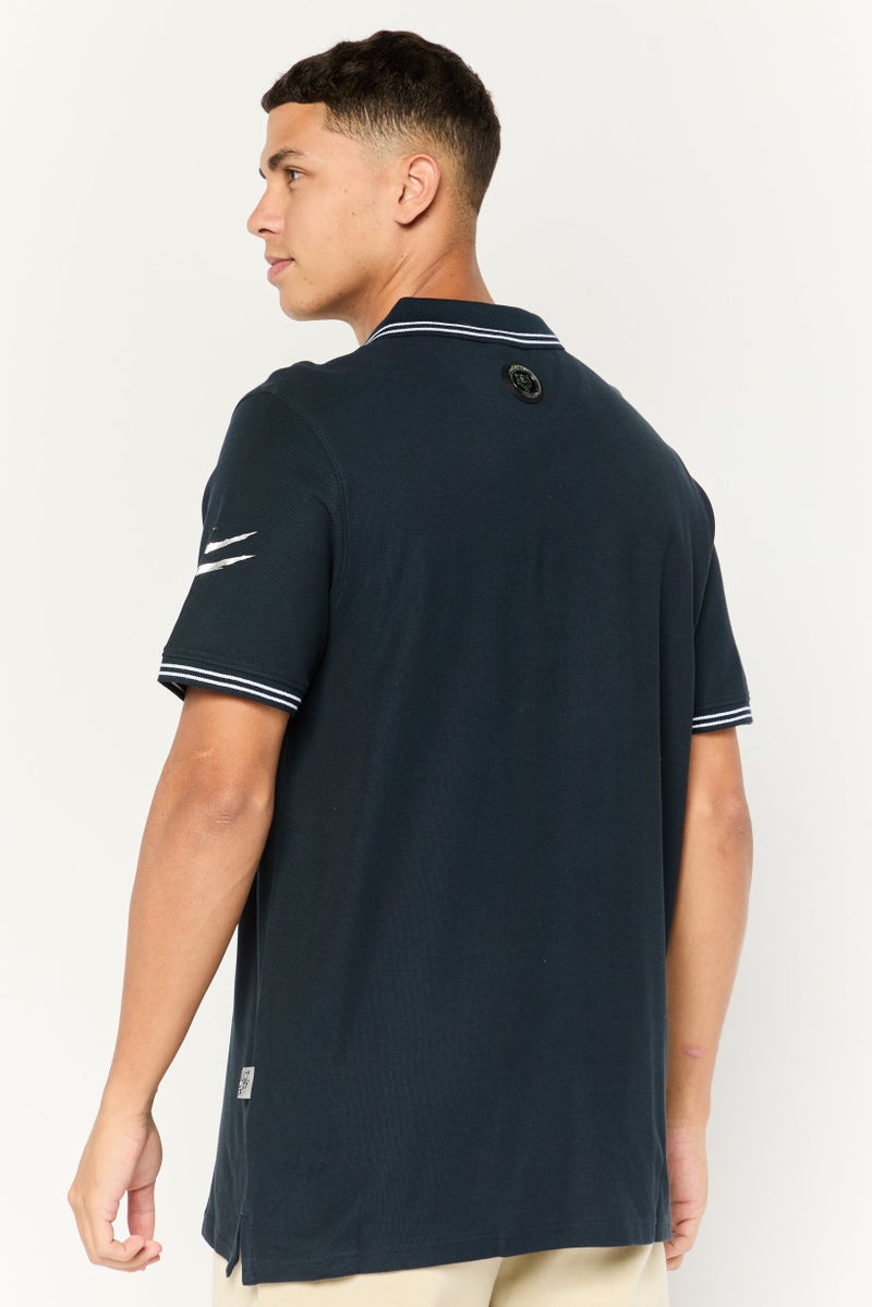 PHILIPP PLEIN Plein Sport Men Sportswear Fit Short Sleeves Outdoor Polo Shirt, Navy - Image 4