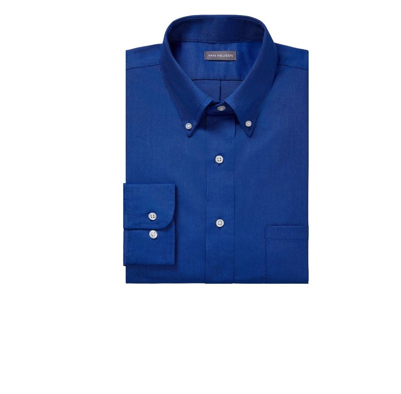 Van Heusen قميص رسمي بأزرار من فان هيوزن للرجال بتصميم عادي، أزرق إنجليزي، كبير - Image 4