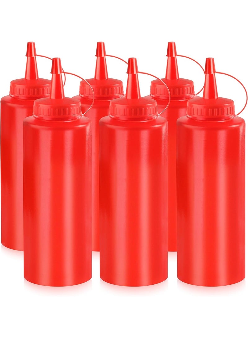 New Star Foodservice 26313 Squeeze Bottles, Plastic, 12 oz, Red, Pack of 6 - Image 1