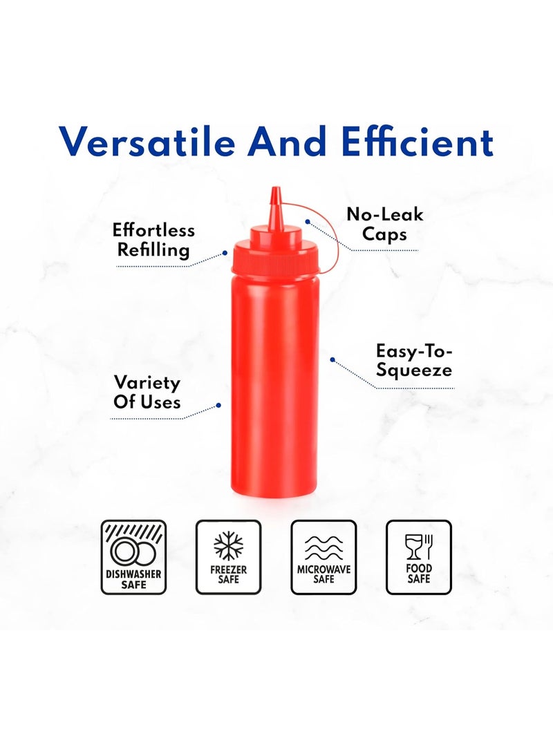 New Star Foodservice 26313 Squeeze Bottles, Plastic, 12 oz, Red, Pack of 6 - Image 2