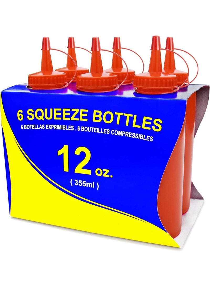 New Star Foodservice 26313 Squeeze Bottles, Plastic, 12 oz, Red, Pack of 6 - Image 3