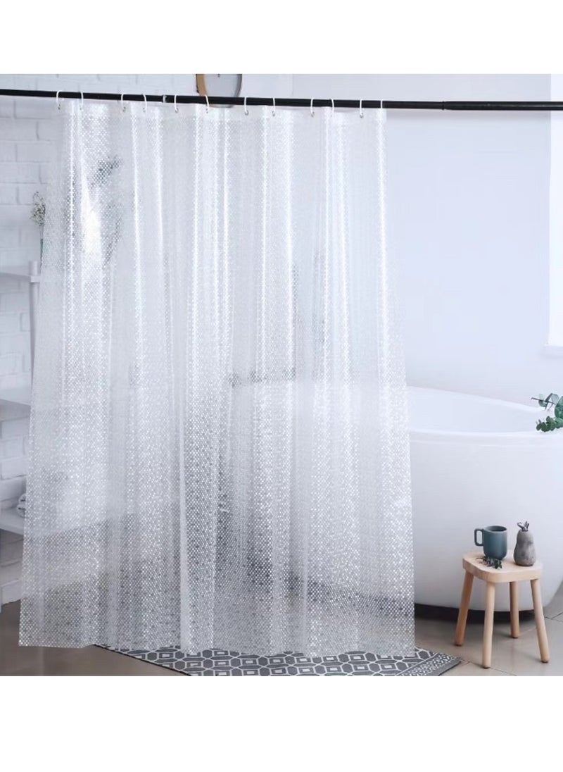 Kutis 1-Piece Polka Dot Translucent Shower Curtain Waterproof PEVA Shower Curtain 180x180 Centimeter  - Image 1