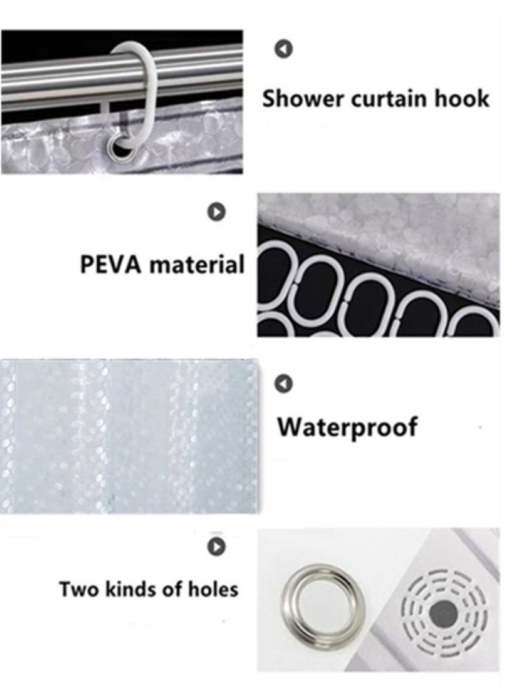 Kutis 1-Piece Polka Dot Translucent Shower Curtain Waterproof PEVA Shower Curtain 180x180 Centimeter  - Image 3