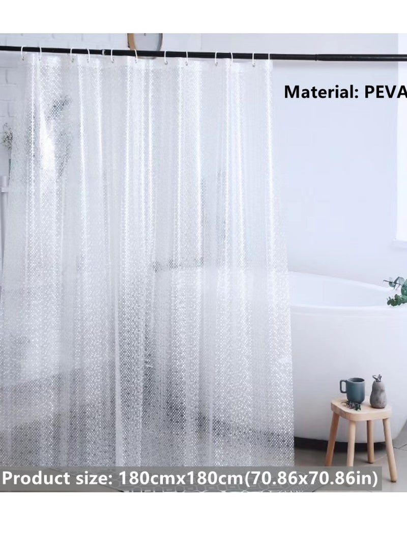 Kutis 1-Piece Polka Dot Translucent Shower Curtain Waterproof PEVA Shower Curtain 180x180 Centimeter  - Image 4