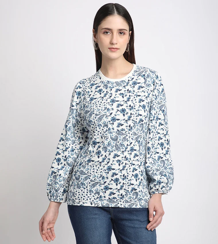 بيفرلي هيلز بولو كلوب بلوزة بأكمام كاملة وطبعة بيزلي