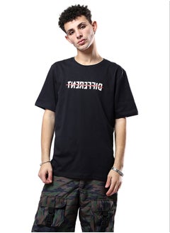 "Different" Front Print & Back Comfy Tee - Black