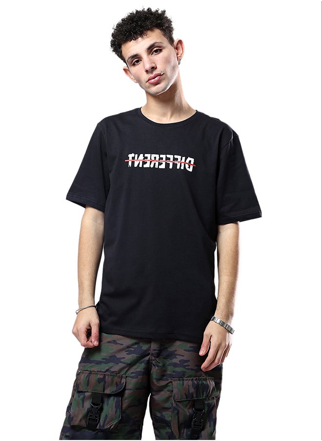 RAVIN - "Different" Front Print & Back Comfy Tee - Black - Image 1