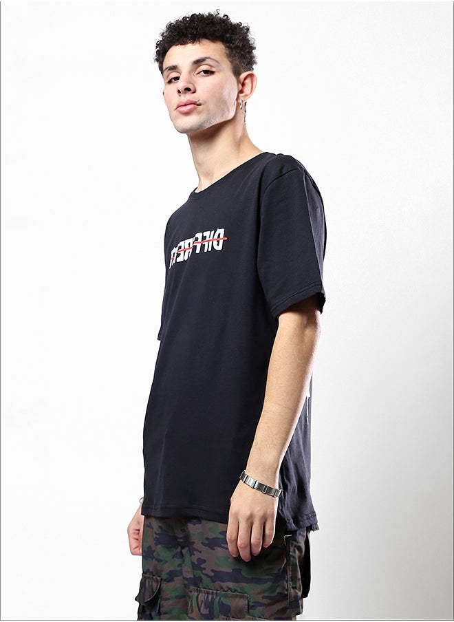 RAVIN - "Different" Front Print & Back Comfy Tee - Black - Image 1