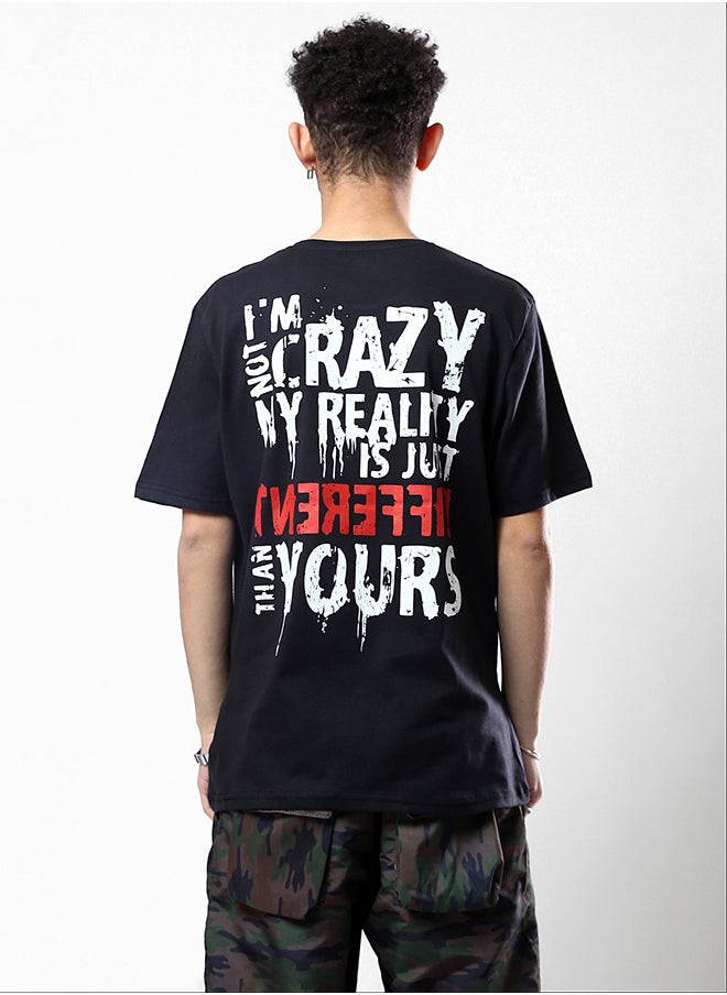 RAVIN - "Different" Front Print & Back Comfy Tee - Black - Image 1