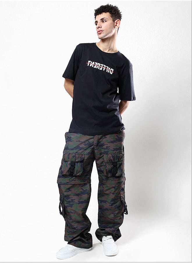 RAVIN - "Different" Front Print & Back Comfy Tee - Black - Image 1