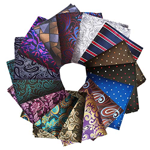 Faylapa 15 Pcs Pocket Squares sets for Man,Assorted Colors Men Suit Pocket Square Handkerchiefs Wedding Gift - Image 1