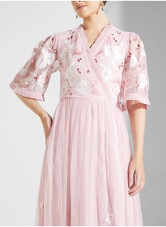 Frock and Frill Embellished V-Neck Dress  - Image 3