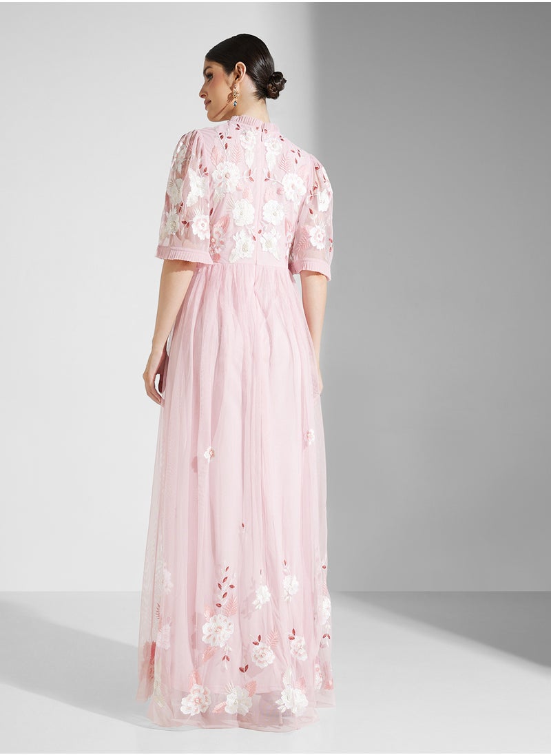 Frock and Frill Floral Embroidered Dress  - Image 2