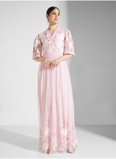 Frock and Frill Embellished V-Neck Dress  - Image 4