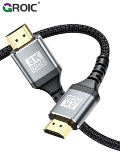 GROIC كابل HDMI 8K 4K بطول 3.3 أقدام، كابل مضفر عالي السرعة من HDMI إلى HDMI 2.1 يدعم 8K عند 60 هرتز، 4K عند 120 هرتز 144 هرتز 48 جيجابت في الثانية متوافق مع أجهزة التلفزيون/PS5/HDTV/Blu-ray  - Image 1